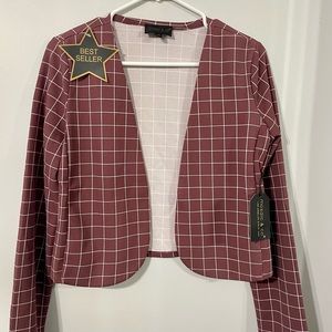 Burgundy and white blazer NWT